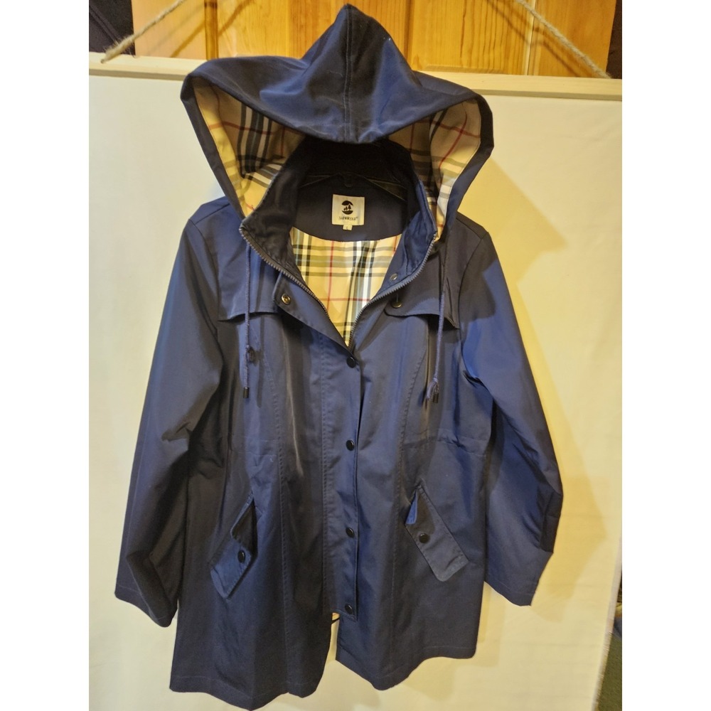 Women's Navy Blue Saphirose Spring/ Fall Women's Mid Length Coat